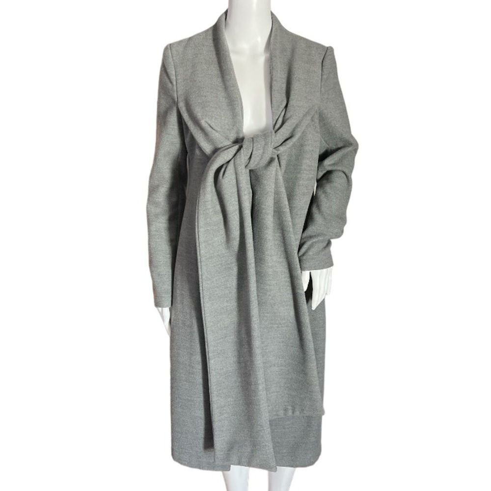 Lavish Alice Gray Tie Front Knot Wrap Coat US 4 UK 8 Belted Minimalist Chic
